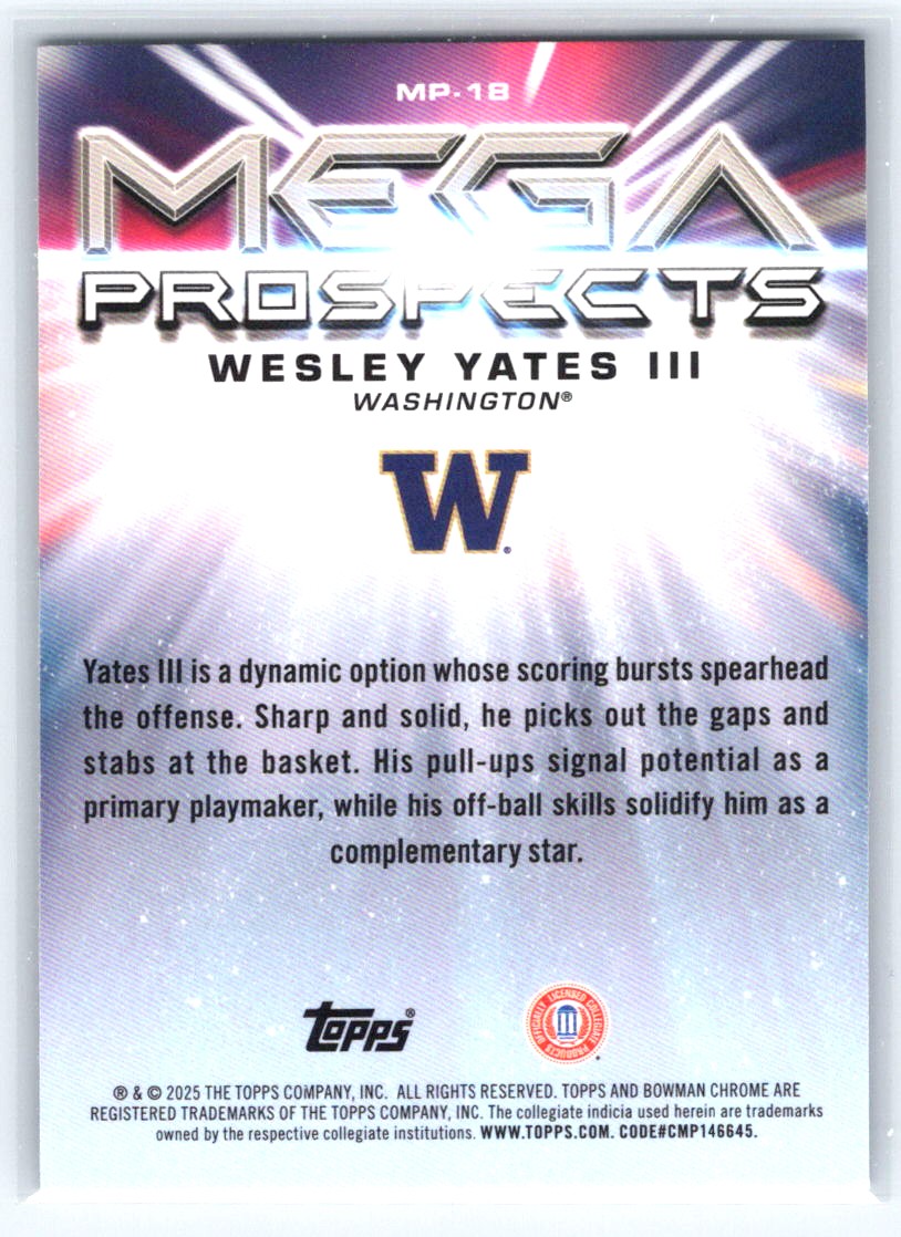 2025-26 Bowman #MP-18 Wesley Yates III Mega Prospects