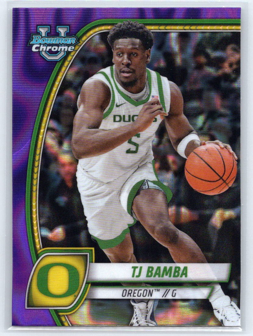 2024-25 Bowman University Chrome #74 TJ Bamba Purple Lava Refractor