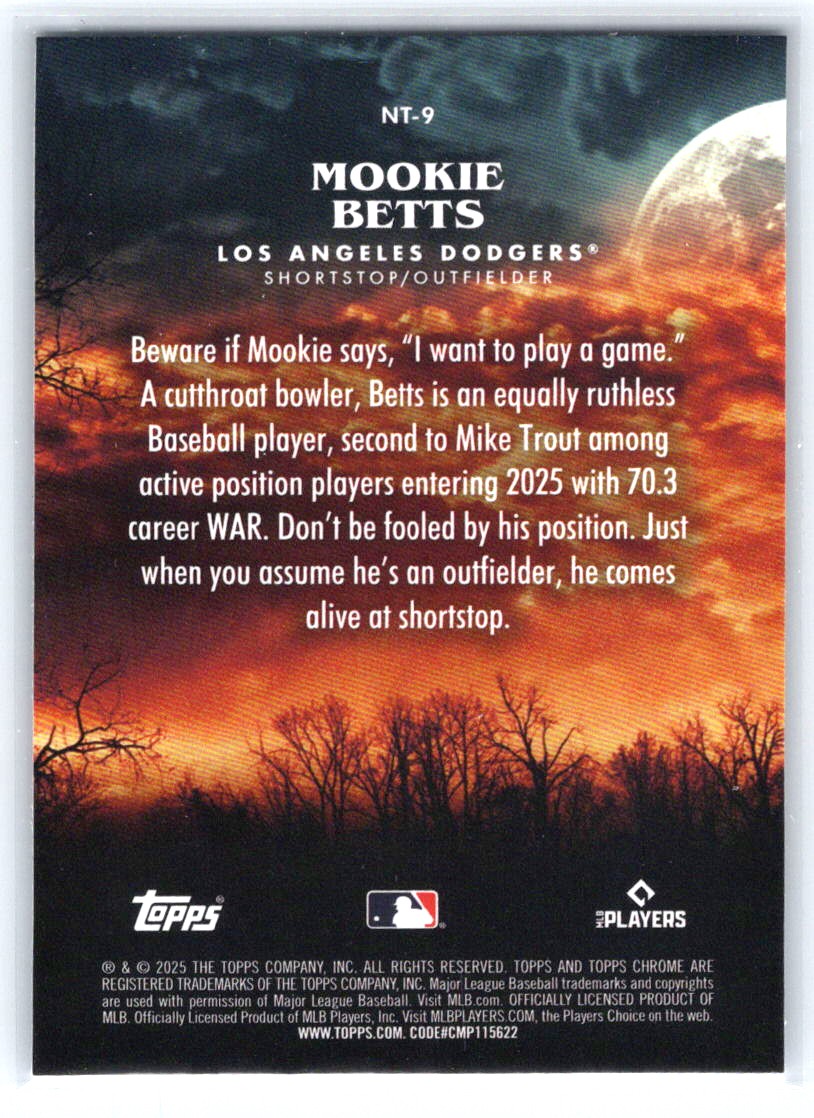 2025 Topps Chrome Update #NT-9 Mookie Betts Night Terrors