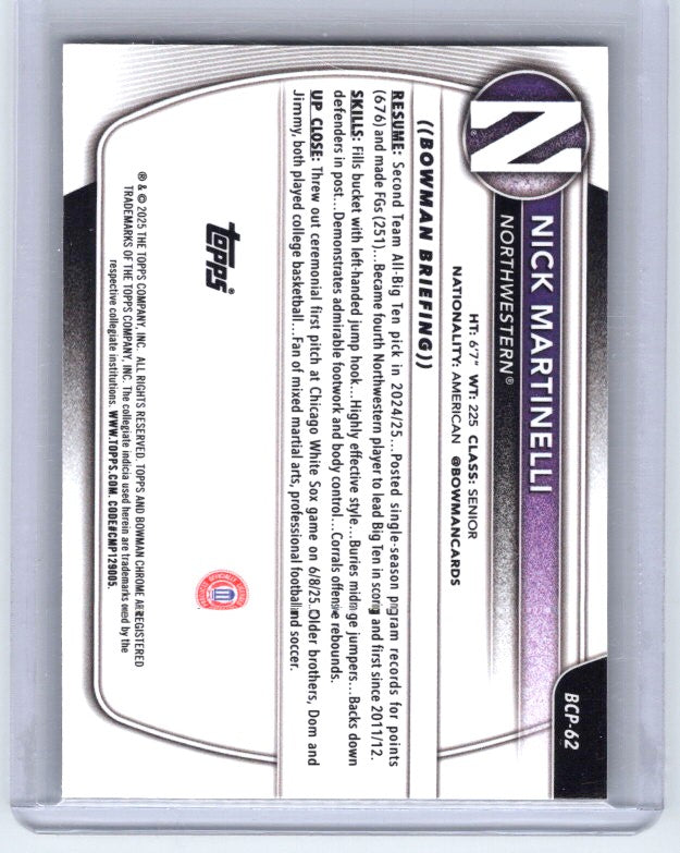 2025-26 Bowman #BPP-62 Nick Martinelli Reptile Border
