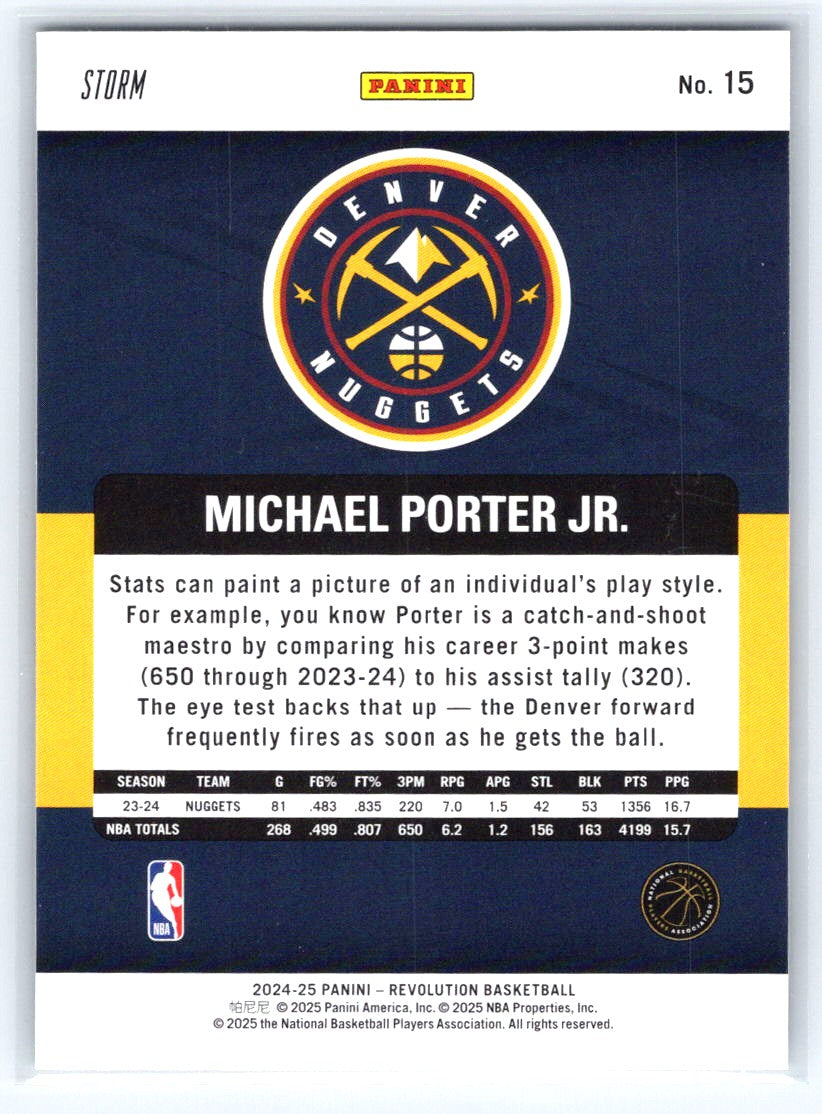 2024-25 Panini Revolution #15 Michael Porter Jr. Blue Storm