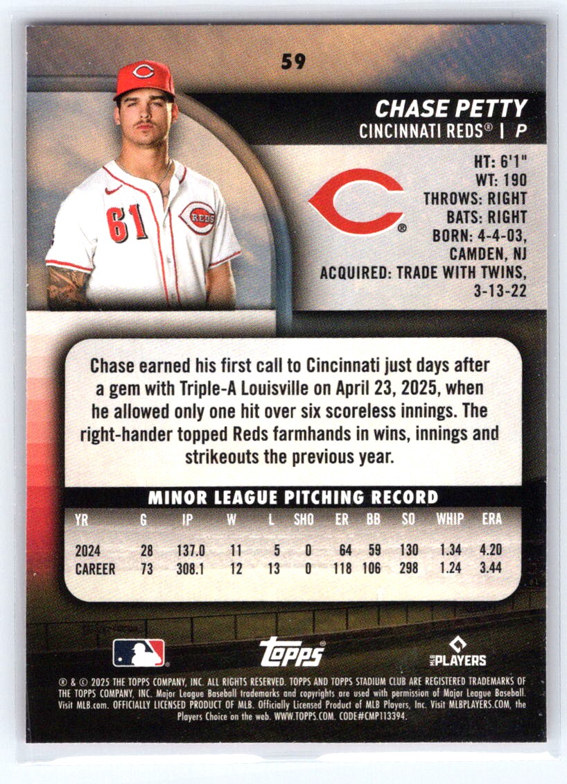 2025 Stadium Club #59 Chase Petty Red Foil