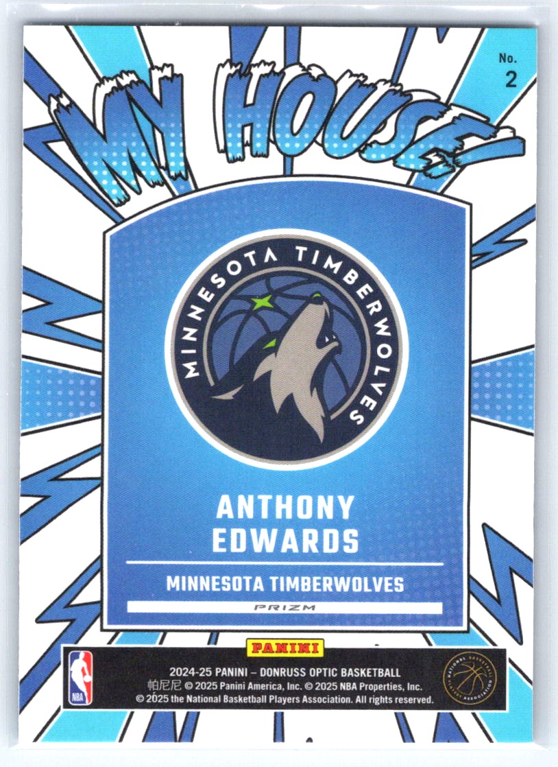 2024-25 Donruss Optic #2 Anthony Edwards My House Holo