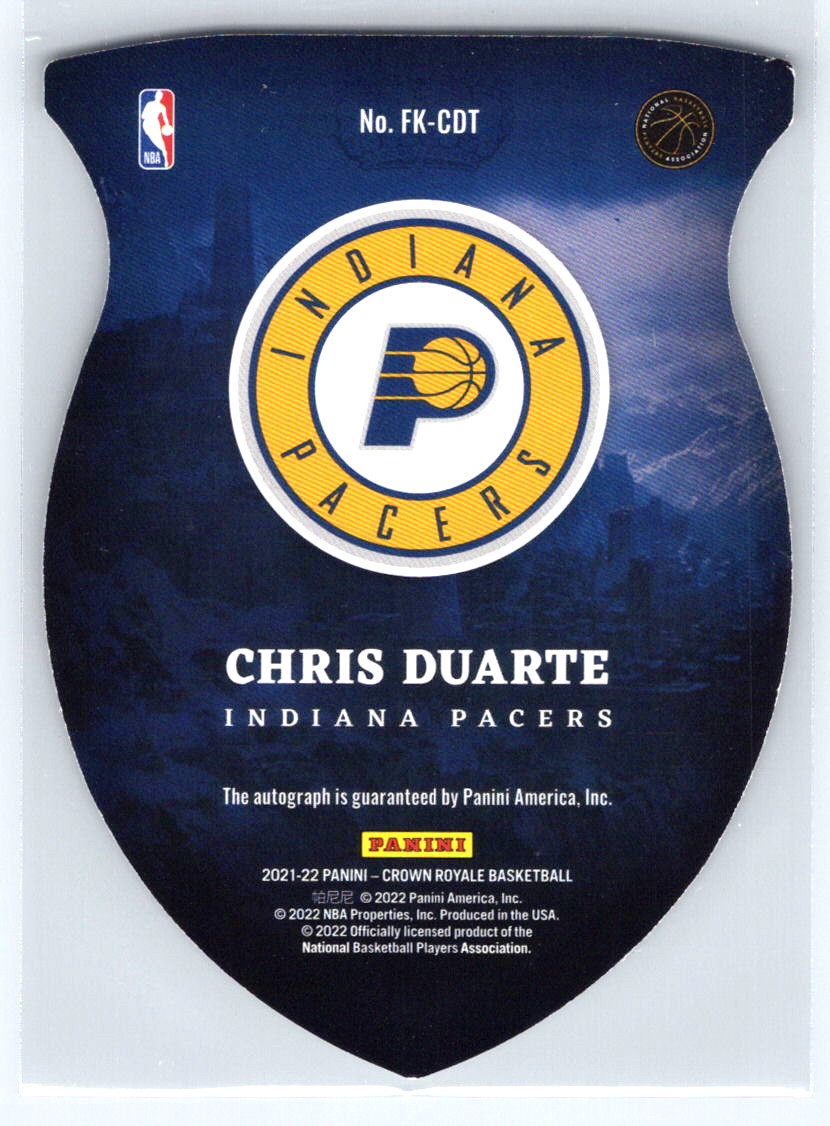2021-22 Panini Crown Royale #FK-CDT Chris Duarte Future Kings Signatures #/49