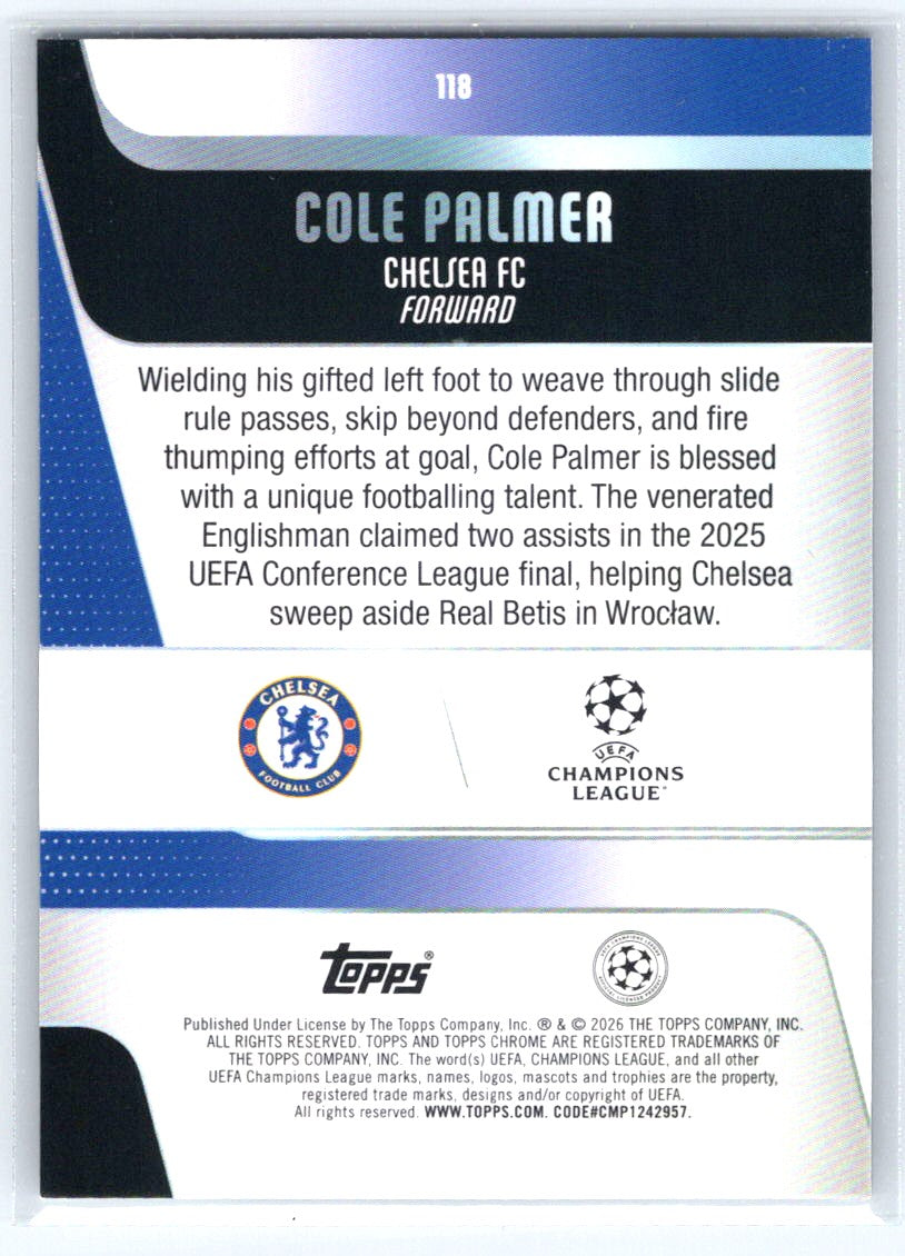 2025-26 Topps Chrome UEFA Club Competitions #118 Cole Palmer