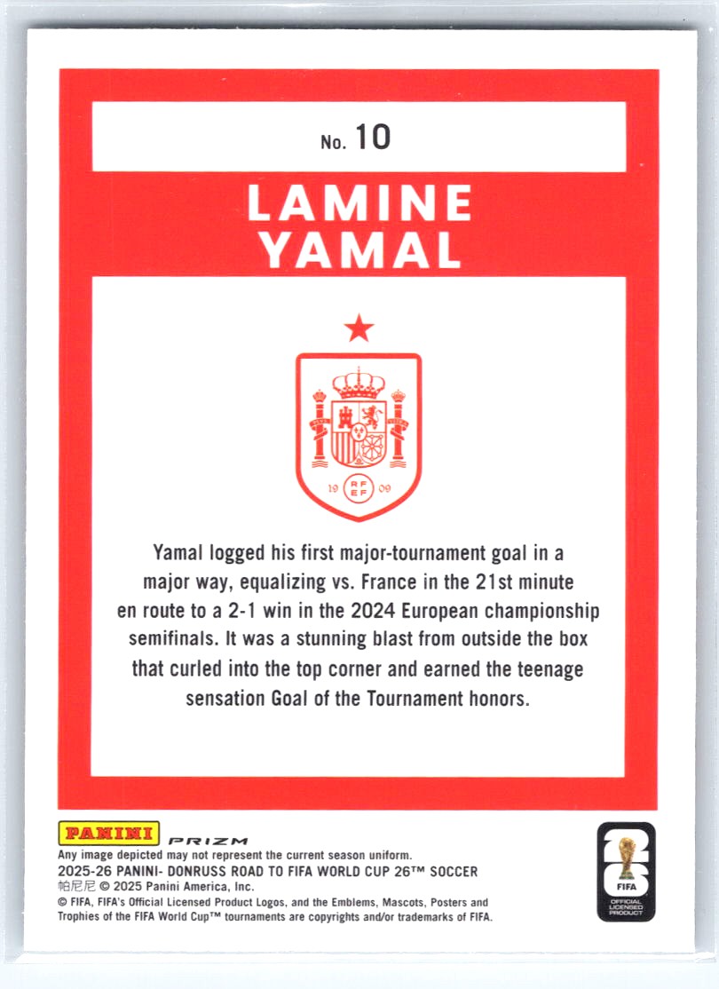 2025-26 Donruss Road to FIFA World Cup #10 Lamine Yamal Optic Holo