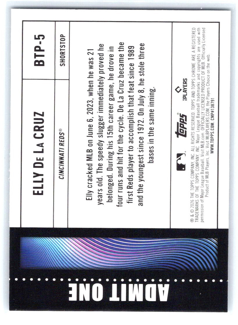2026 Topps Chrome #BTP-5 Elly De La Cruz Big Ticket Players