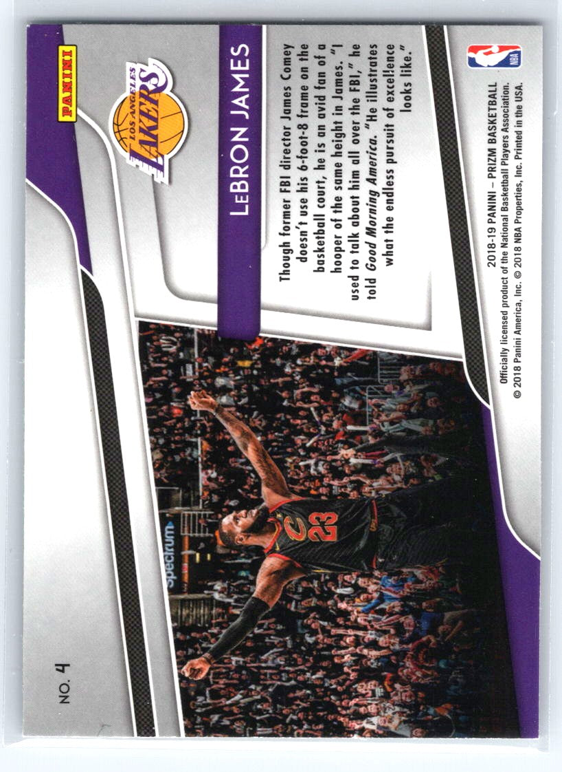 2018-19 Panini Prizm #4 LeBron James Get Hyped!
