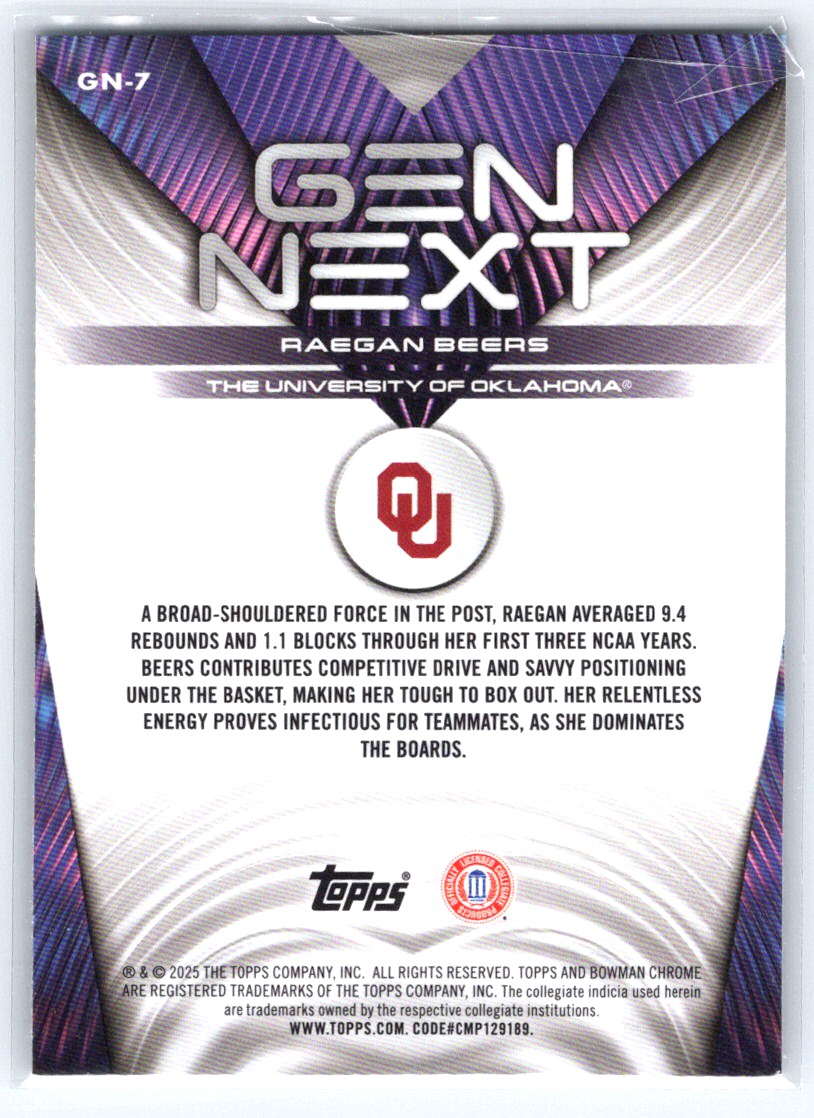 2025-26 Bowman #GN-7 Raegan Beers Gen Next