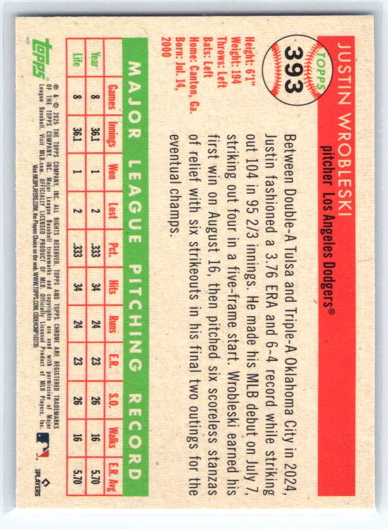 2025 Topps Chrome Platinum #393 Justin Wrobleski