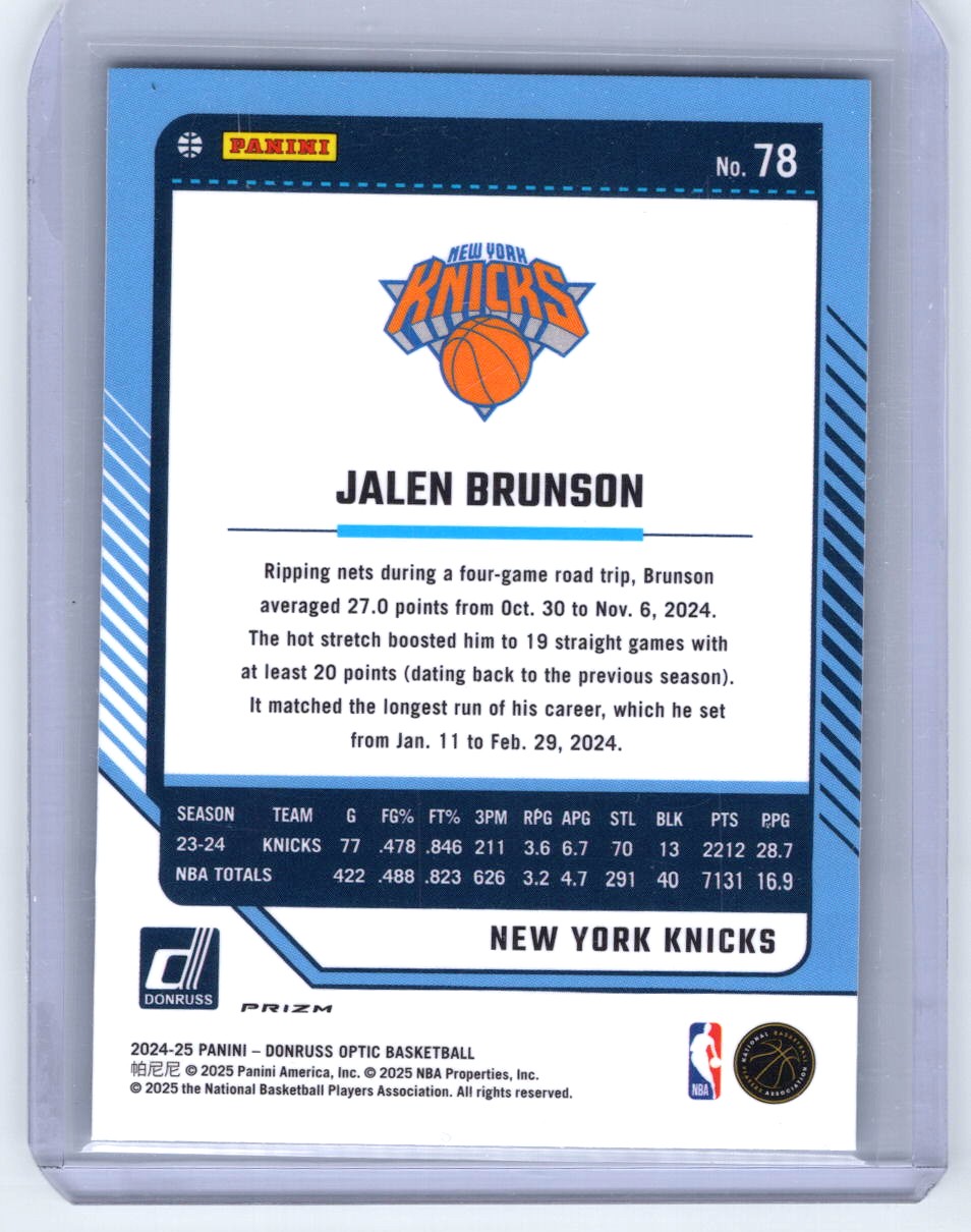 2024-25 Donruss Optic #78 Jalen Brunson Holo