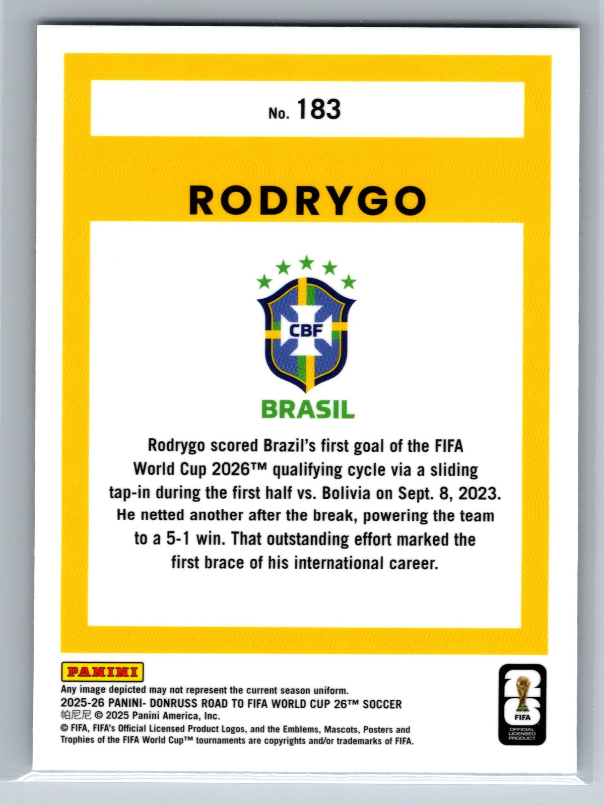 2025-26 Donruss Road to FIFA World Cup #183 Rodrygo Optic