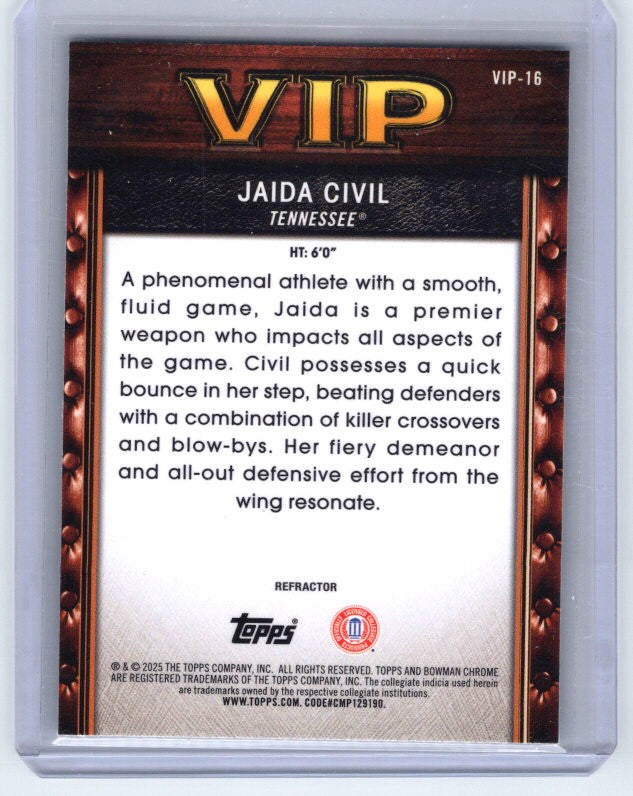 2025-26 Bowman #VIP-16 Jaida Civil Very Important Prospects