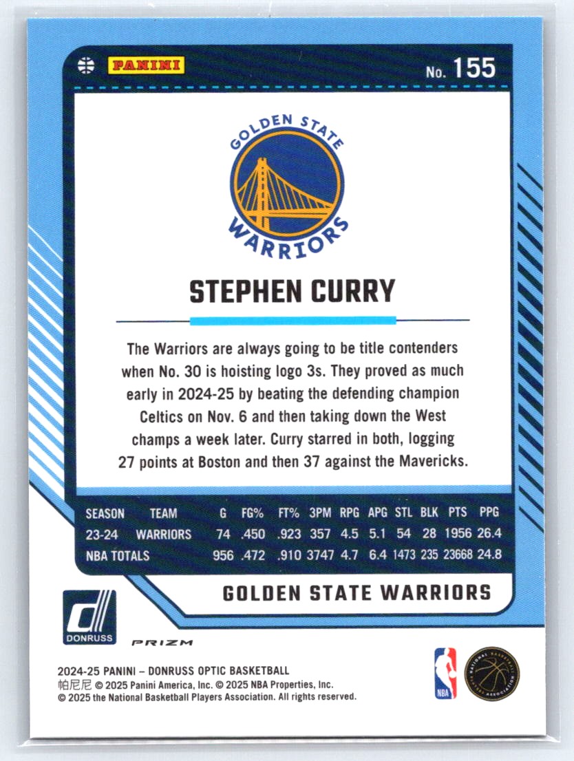 2024-25 Donruss Optic #155 Stephen Curry Purple