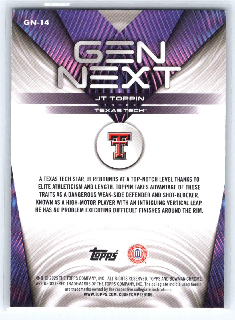 2025-26 Bowman #GN-14 JT Toppin Gen Next