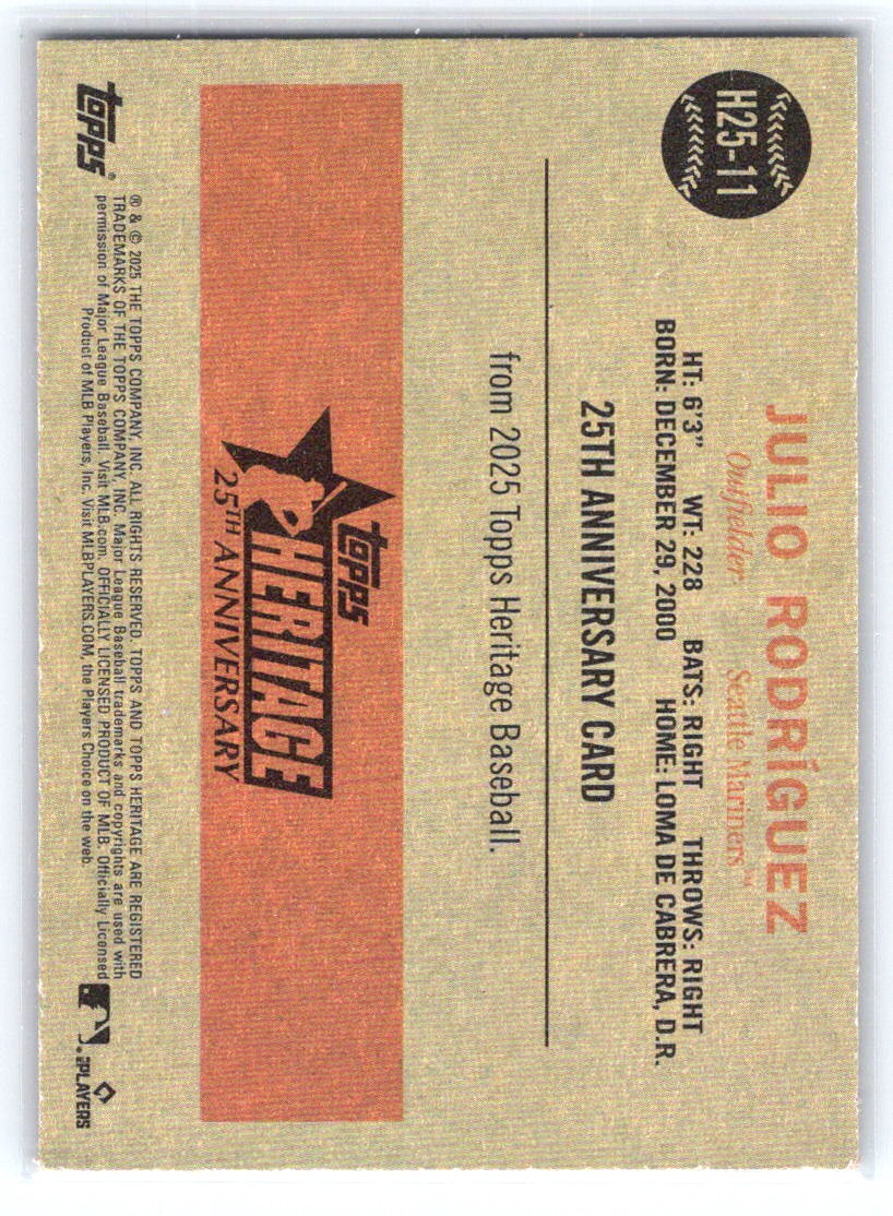 2025 Topps Heritage #H25-11 Julio Rodríguez Heritage 25th Anniversary