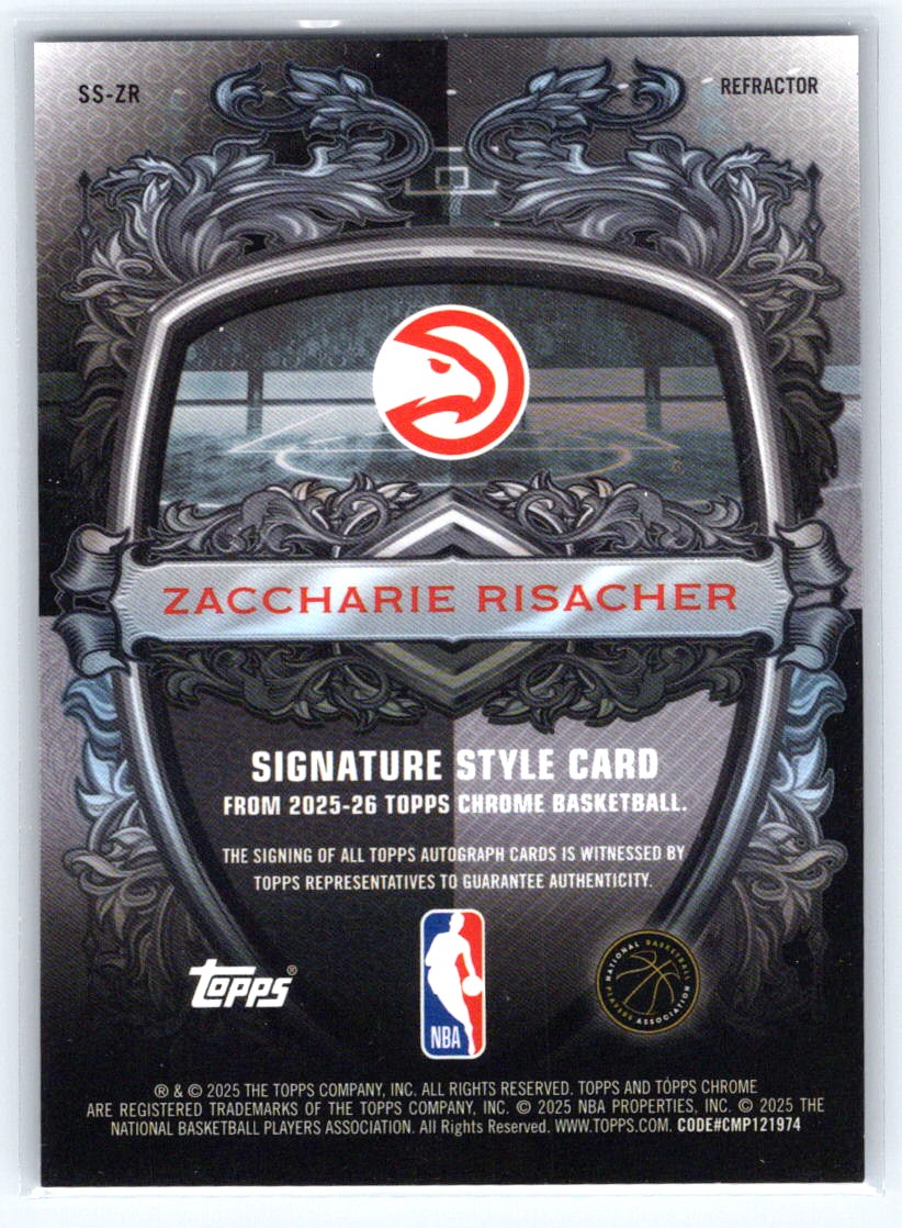 2025-26 Topps Chrome #SS-ZR Zaccharie Risacher Signature Style Refractors