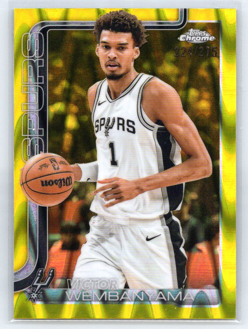 2025-26 Topps Chrome #221 Victor Wembanyama Yellow RayWave Refractor #/275