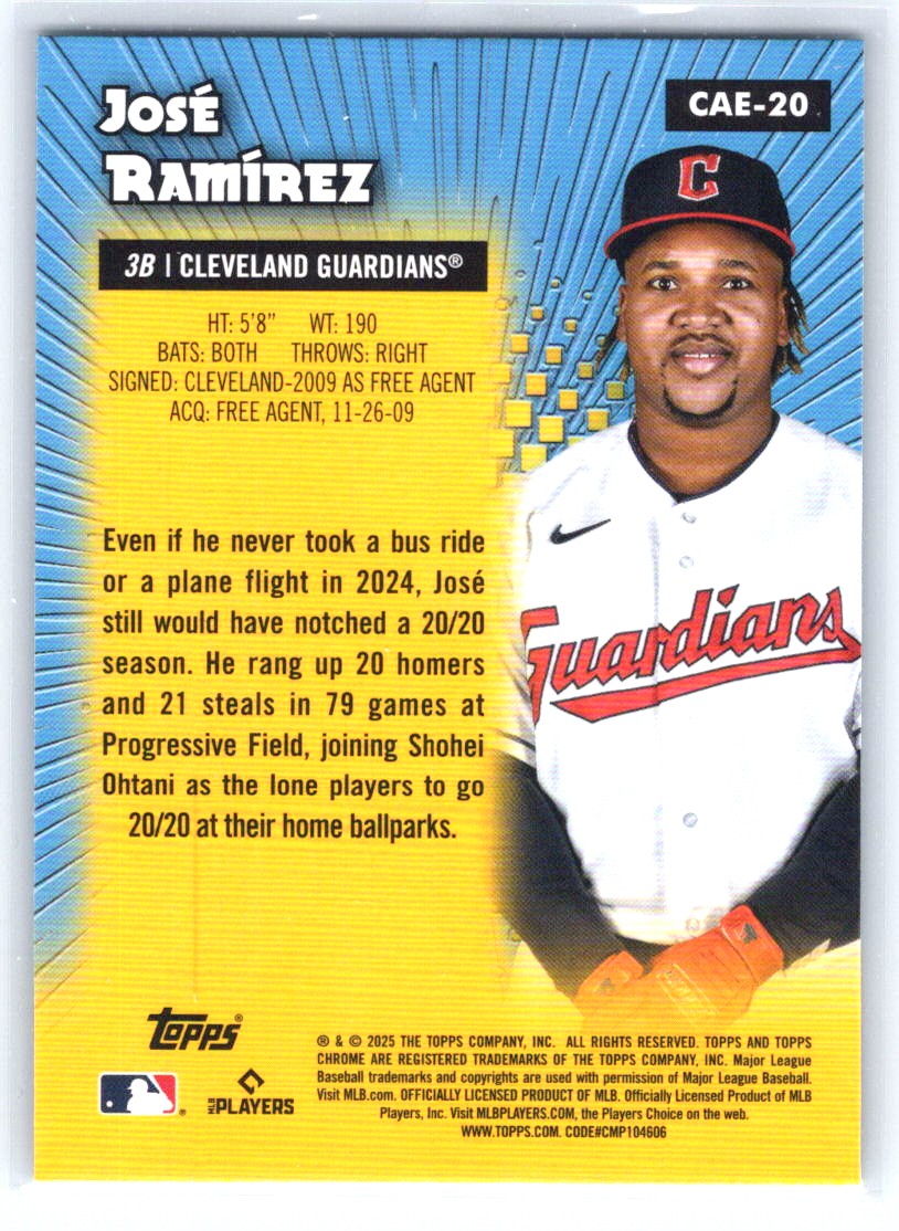 2025 Topps Chrome #CAE-20 Jose Ramirez Chrome All-Etch