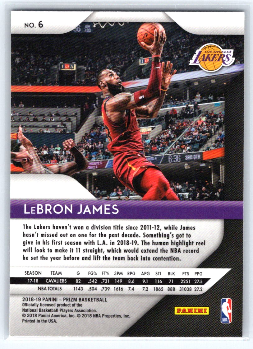 2018-19 Panini Prizm #6 LeBron James