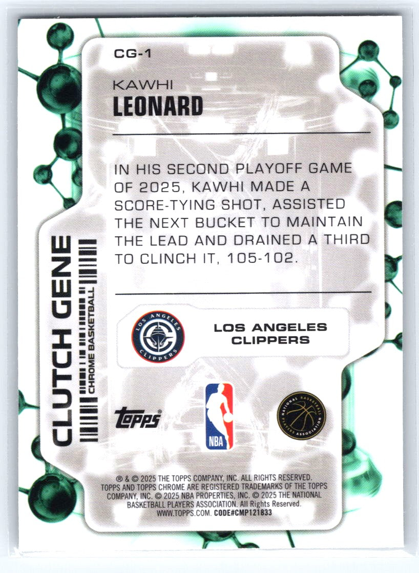 2025-26 Topps Chrome #CG-1 Kawhi Leonard Clutch Gene