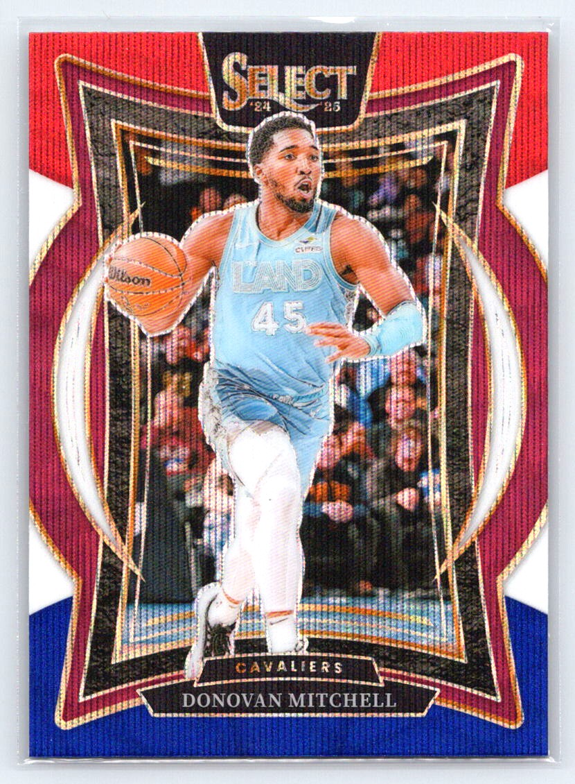 2024-25 Panini Select #21 Donovan Mitchell Red White Blue Prizm