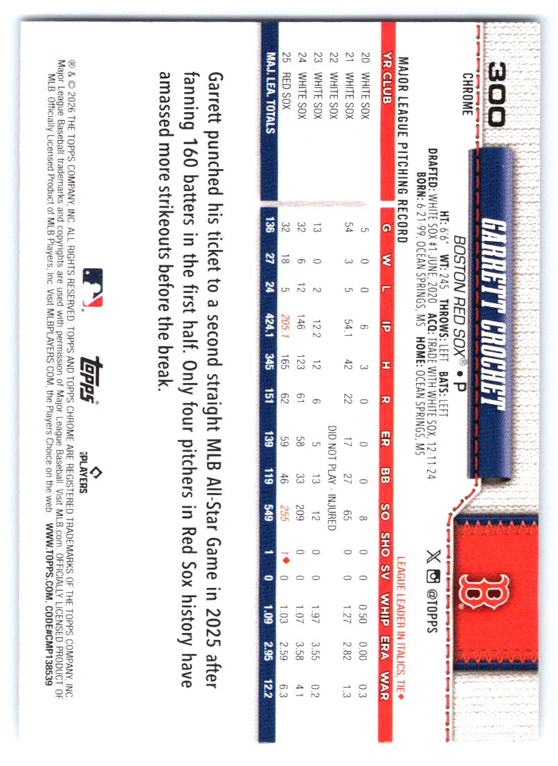 2026 Topps Chrome #300 Garrett Crochet