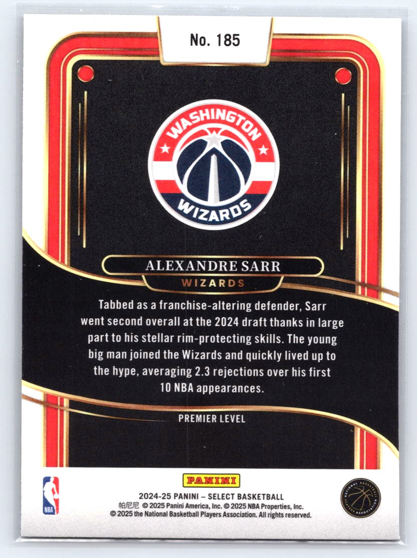 2024-25 Panini Select #185 Alexandre Sarr Blue (Retail)