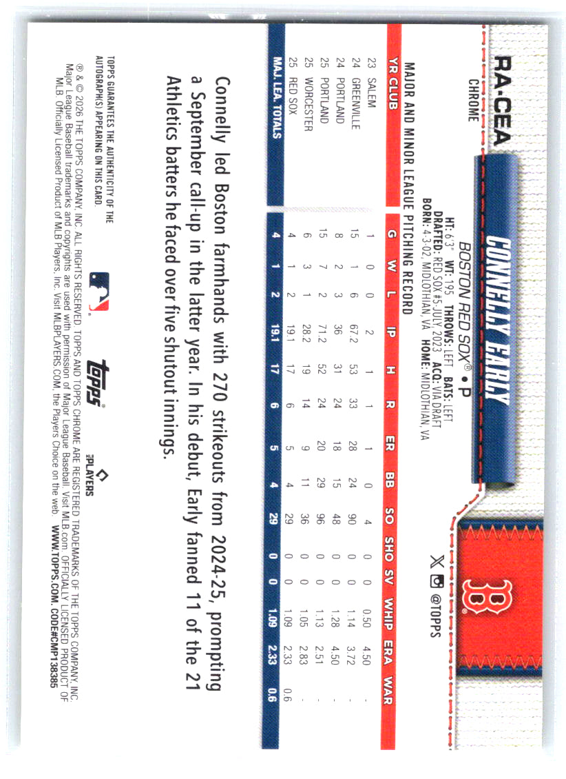 2026 Topps Chrome #RA-CEA Connelly Early Autographs Yellow Refractors #/275