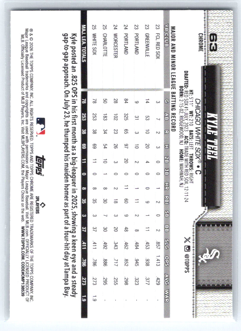 2026 Topps Chrome #63 Kyle Teel