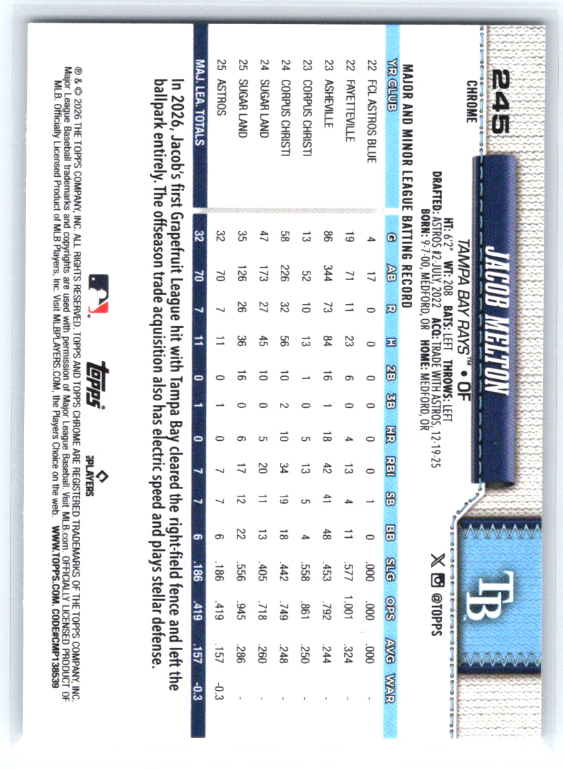 2026 Topps Chrome #245 Jacob Melton