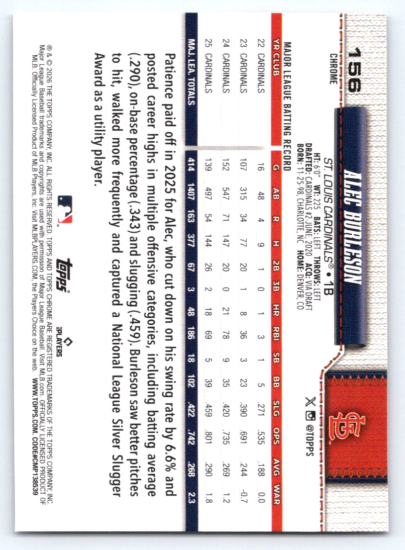 2026 Topps Chrome #156 Alec Burleson